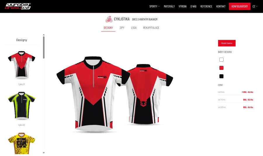 Výroba dresů — Vue.js konfigurátor